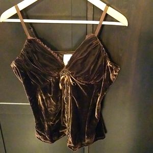 Vintage 725 Original Plus Size 1X Brown Crush Velvet Camisole